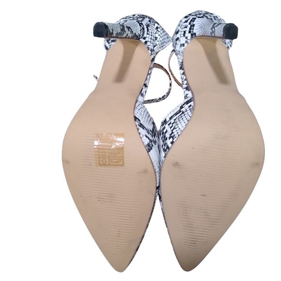 [H100] Snake Print Ankle Pointy Toe Heels, Size 40 - Picture 5 of 7